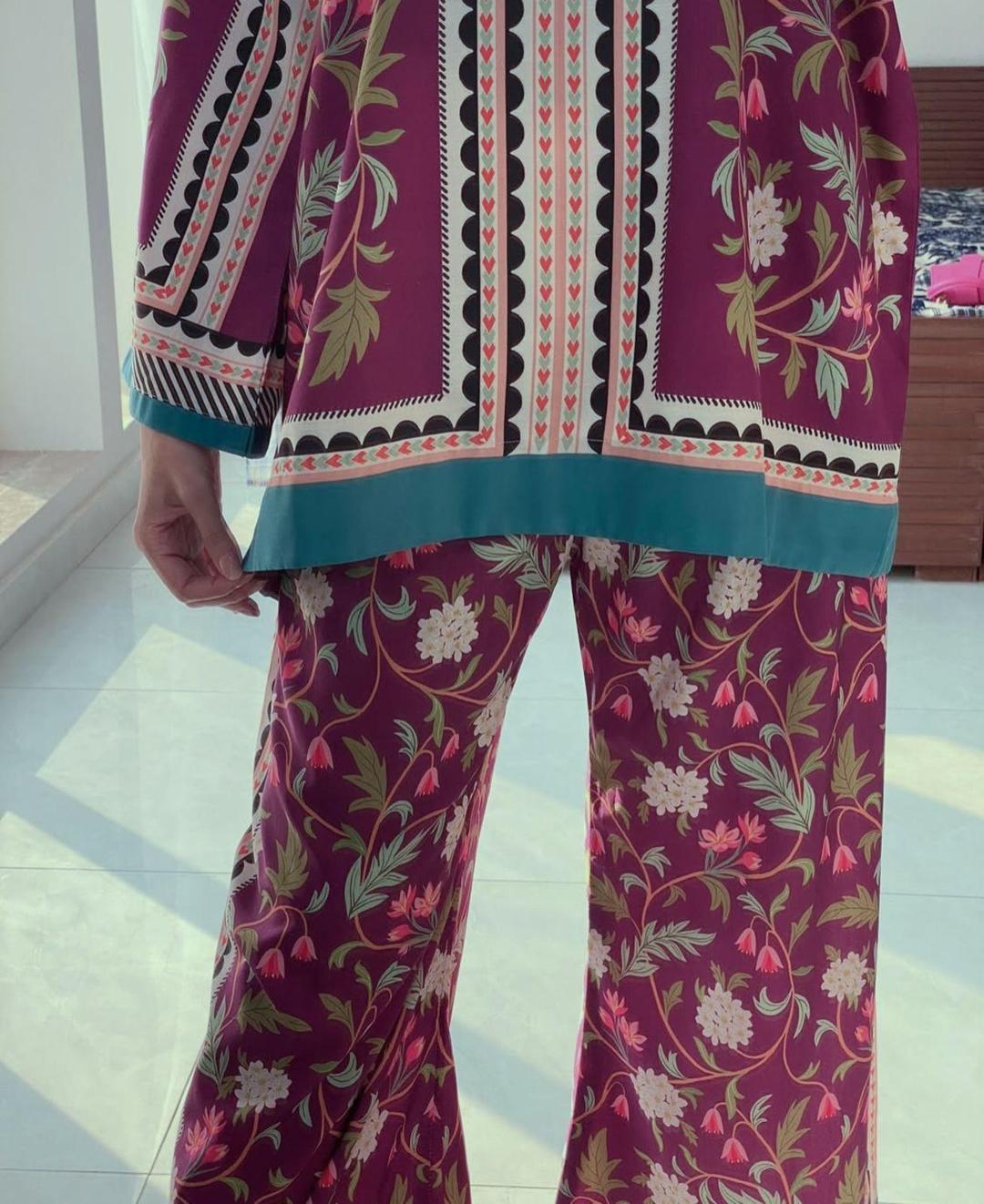2 pcs women's stitched swiss Lawn printed co- ord set