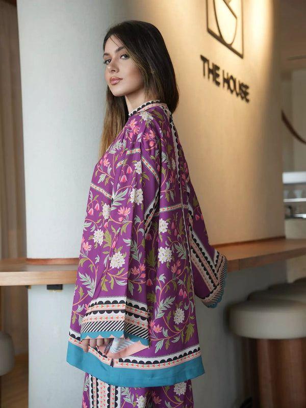 2 pcs women's stitched swiss Lawn printed co- ord set
