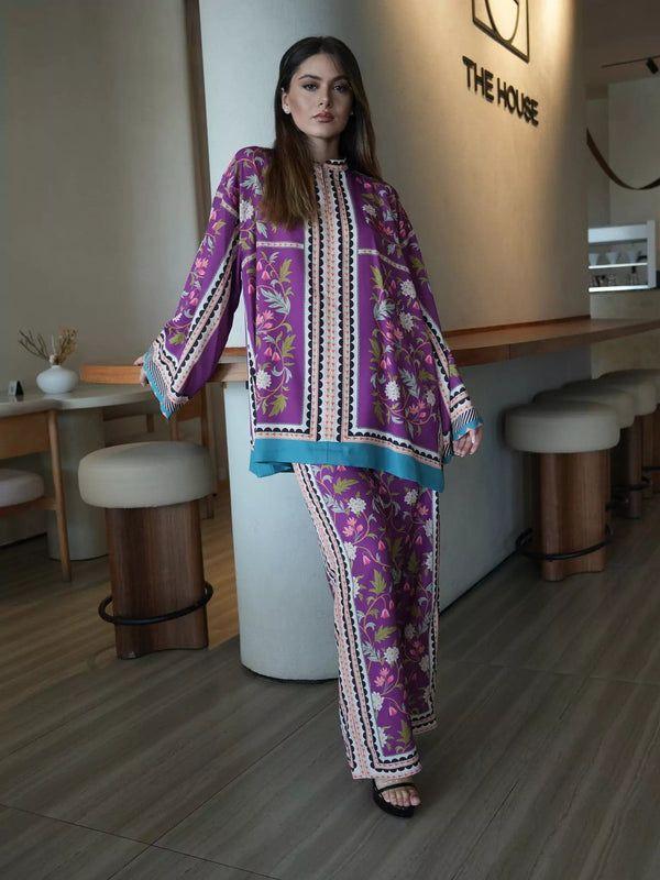 2 pcs women's stitched swiss Lawn printed co- ord set
