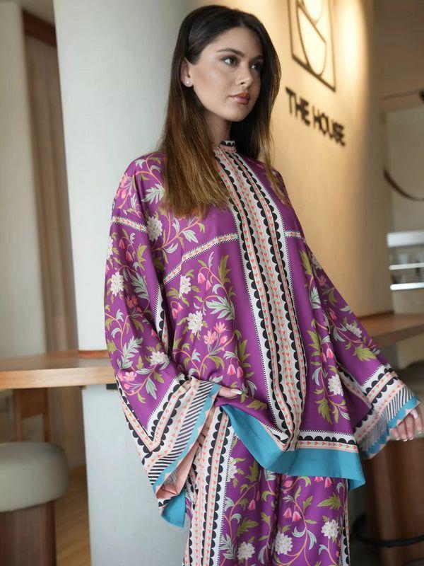 2 pcs women's stitched swiss Lawn printed co- ord set