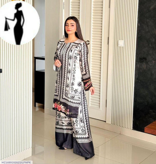 2 pcs Women's Stitched Swiss Lawn Printed Co- Ord Set