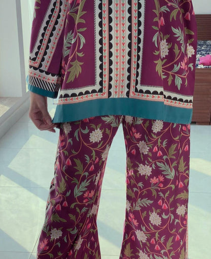 2 pcs women's stitched swiss Lawn printed co- ord set